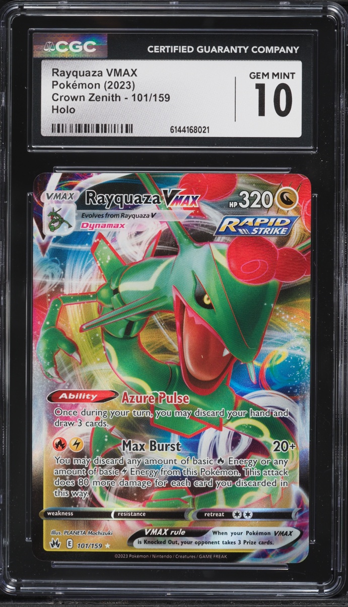 2023 Pokemon Sword & Shield Crown Zenith Full Art Rayquaza VMAX #101 CGC 10 GEM MINT