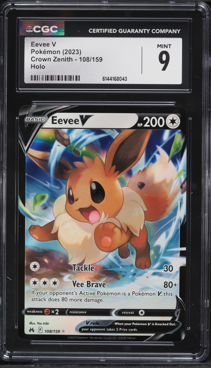 2023 Pokemon Sword & Shield Crown Zenith Full Art Eevee V #108 CGC 9 MINT
