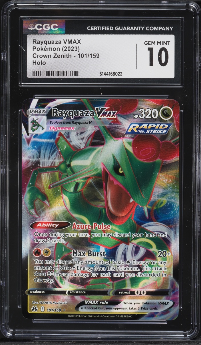 2023 Pokemon Sword & Shield Crown Zenith Full Art Rayquaza VMAX #101 CGC 10 GEM MINT