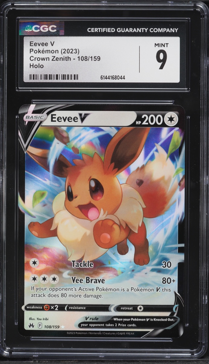 2023 Pokemon Sword & Shield Crown Zenith Full Art Eevee V #108 CGC 9 MINT