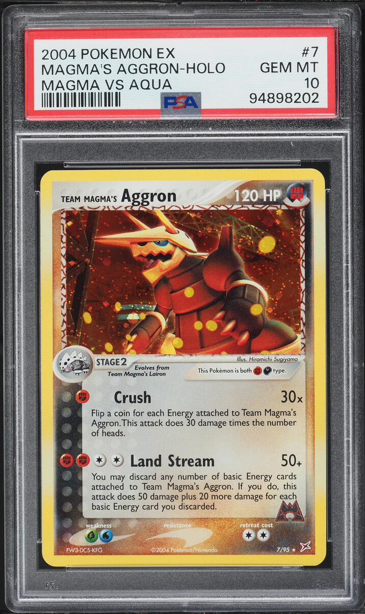 2004 Pokemon EX Team Magma Vs. Aqua Holo Team Magma's Aggron #7 PSA 10 GEM MINT