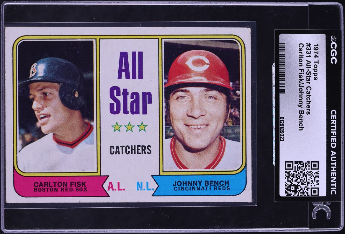 1974 Topps Carlton Fisk Johnny Bench ALL-STAR CATCHERS #331 CGC AUTH