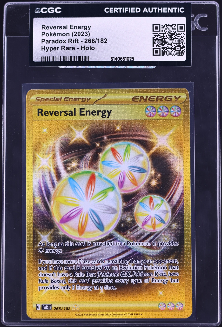 2023 Pokemon Sword & Shield Paradox Rift Gold Rare Reversal Energy #266 CGC AUTH