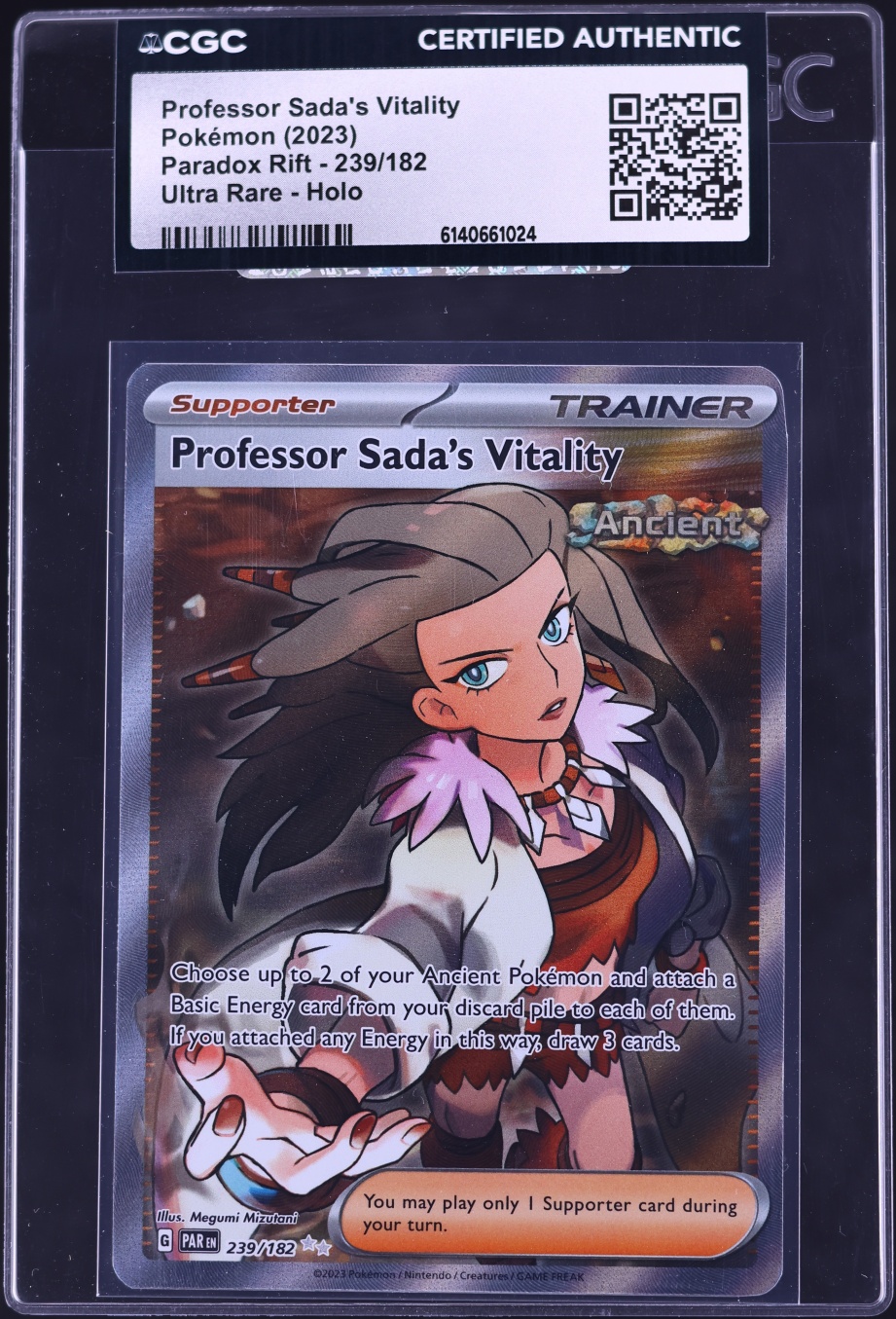 2023 Pokemon Scarlet & Violet Paradox Rift Full Art Professor Sada's Vitality #239 CGC AUTH