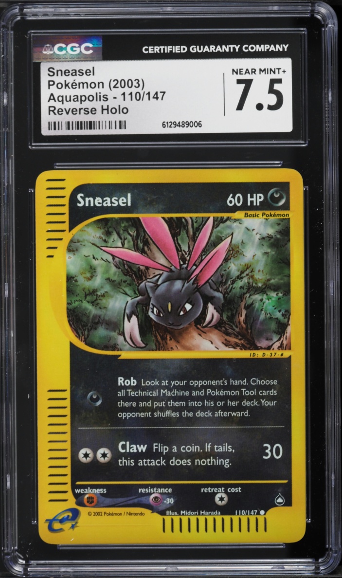 2003 Pokemon Aquapolis Reverse Holo Sneasel #110 CGC 7.5 NRMT+