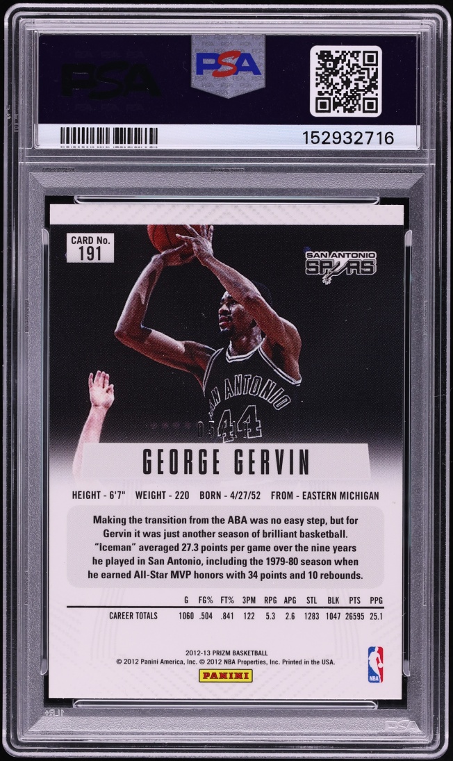 2012 Panini Prizm Gold George Gervin /10 #191 PSA 9 MINT