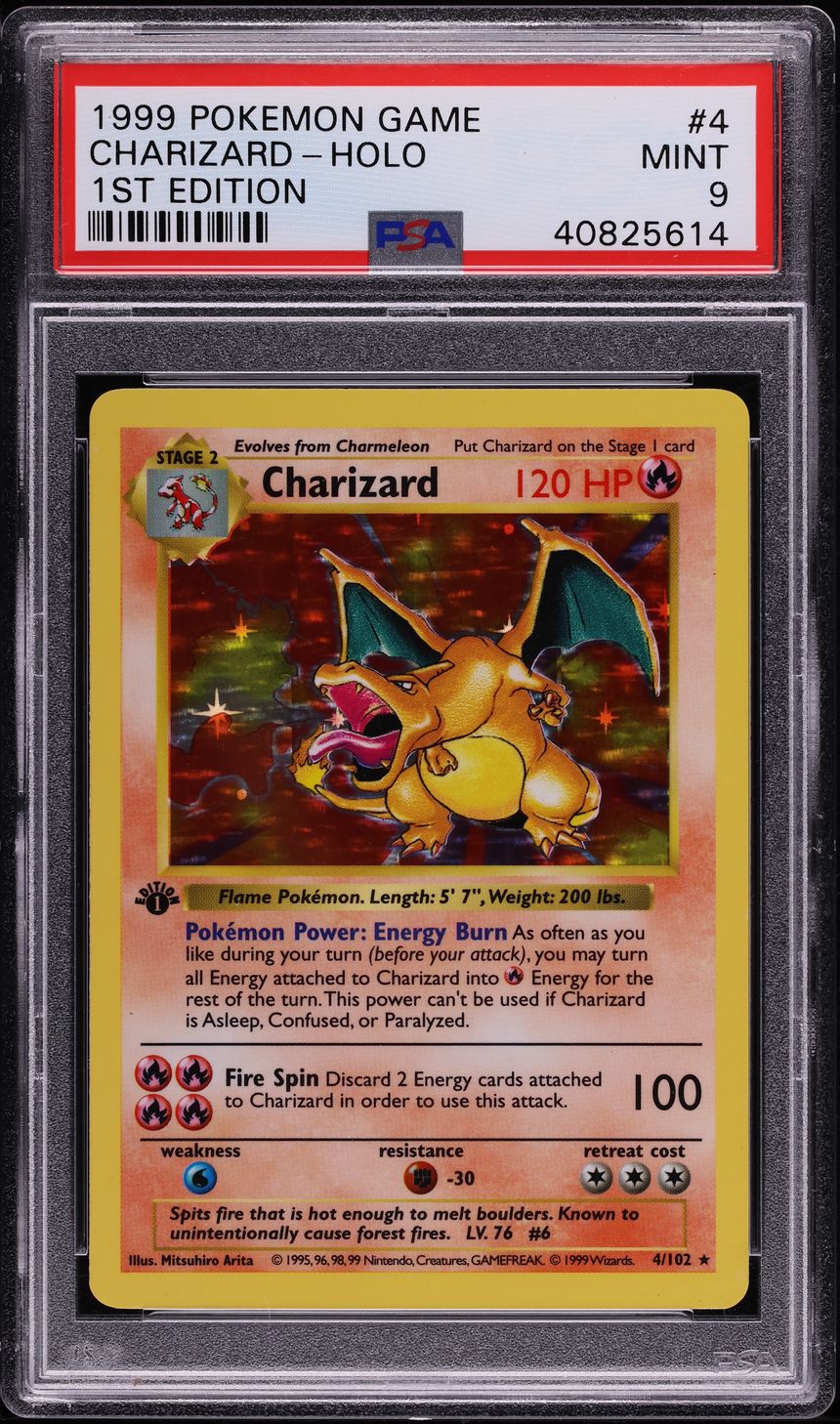1999 Pokemon Base Set Shadowless 1st Edition Holo Charizard #4 PSA 9 MINT