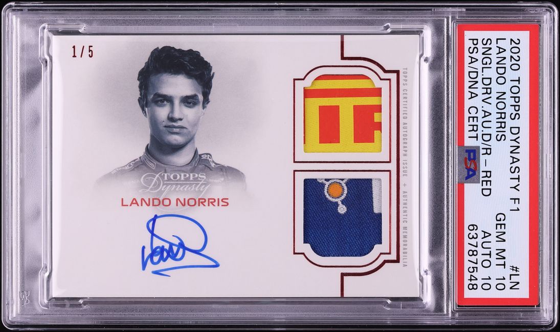 2020 Topps Dynasty Formula 1 F1 Red Lando Norris PATCH AUTO DNA 10 1/5 #SDA-LN PSA 10 GEM MINT - Photo 1