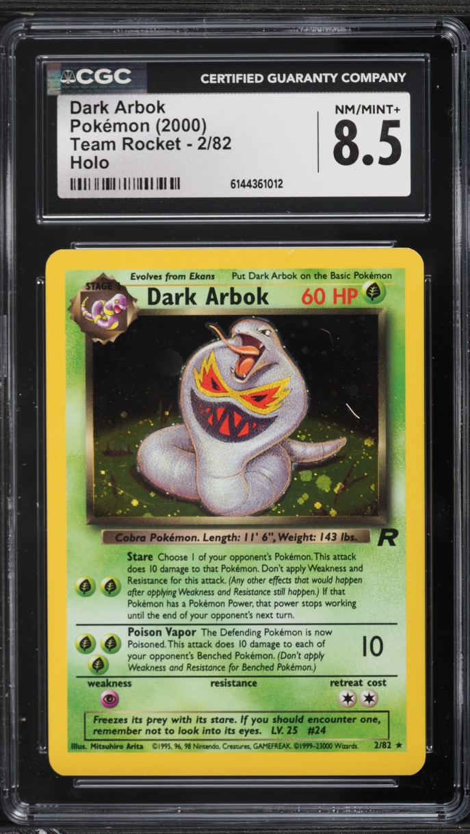 2000 Pokemon Team Rocket Holo Dark Arbok #2 CGC 8.5 NM-MT+