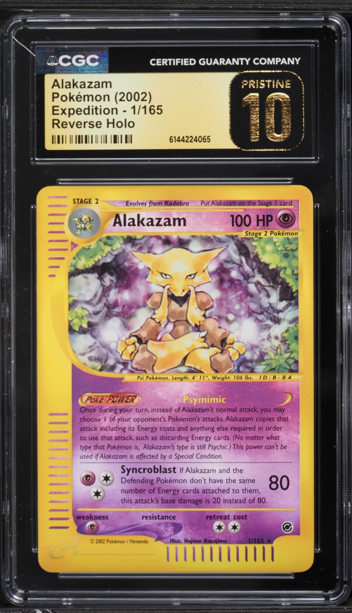 2002 Pokemon Expedition Reverse Holo Alakazam #1 CGC 10 PRISTINE