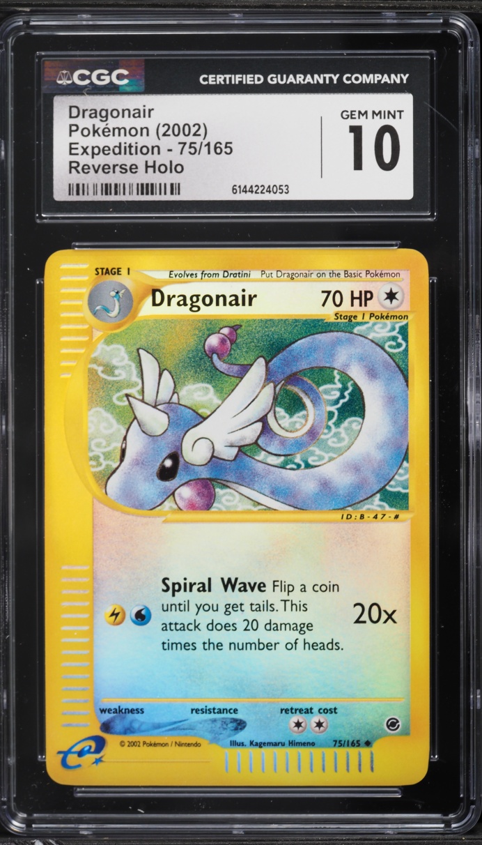 2002 Pokemon Expedition Reverse Holo Dragonair #75 CGC 10 GEM MINT