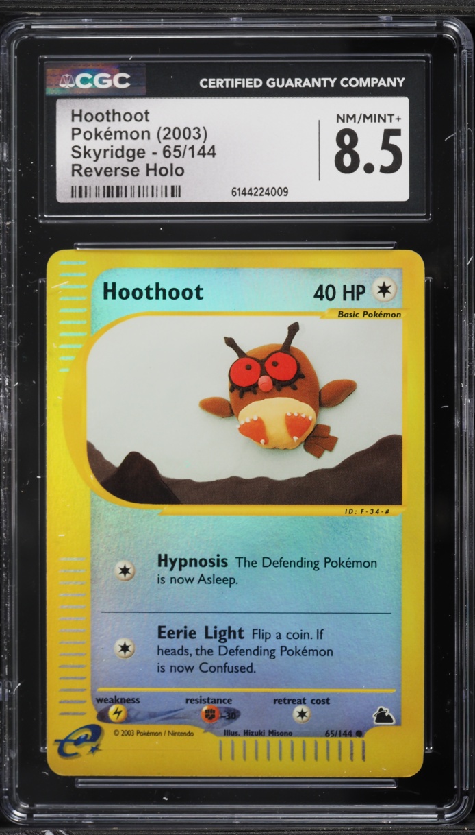 2003 Pokemon Skyridge Reverse Holo Hoothoot #65 CGC 8.5 NM-MT+