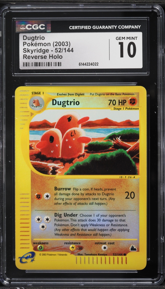 2003 Pokemon Skyridge Reverse Holo Dugtrio #52 CGC 10 GEM MINT