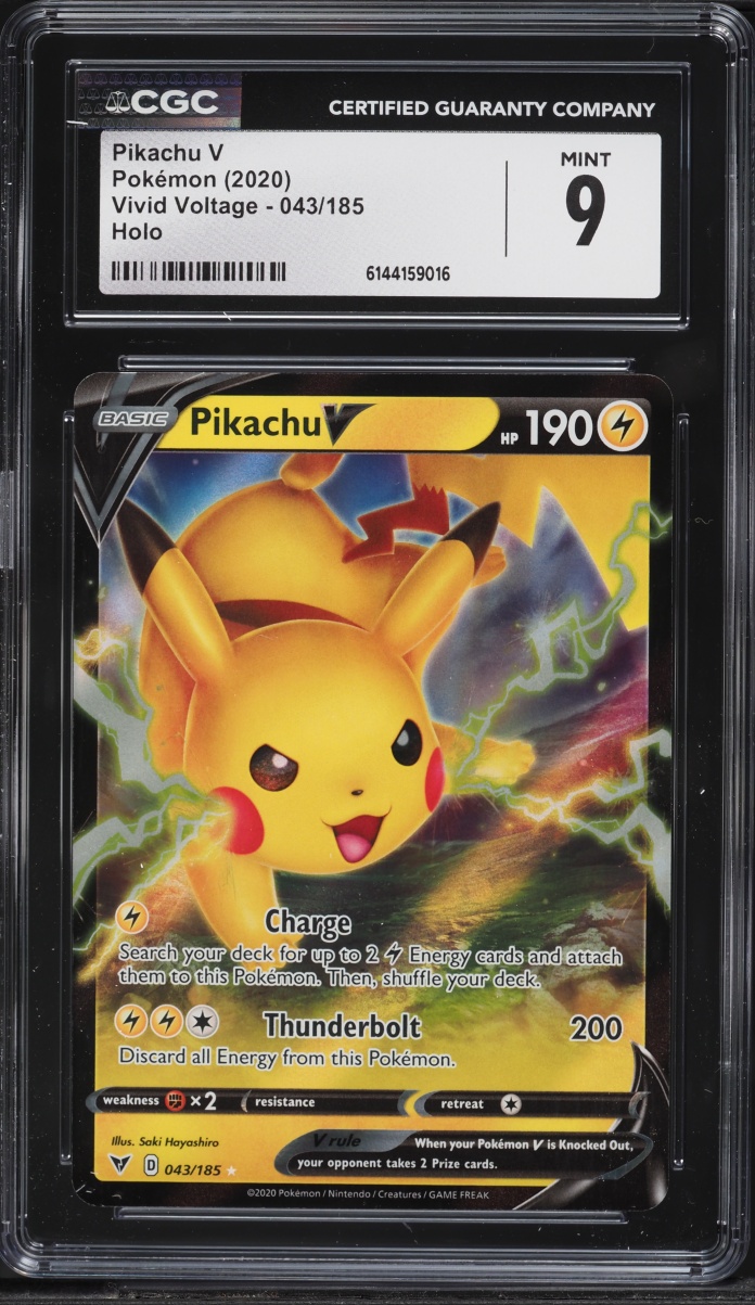 2020 Pokemon Sword & Shield Vivid Voltage Alt Art Pikachu V #43 CGC 9 MINT