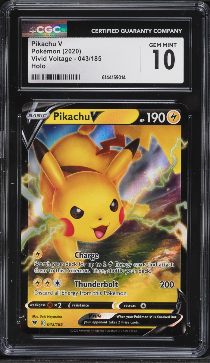2020 Pokemon Sword & Shield Vivid Voltage Alt Art Pikachu V #43 CGC 10 GEM MINT