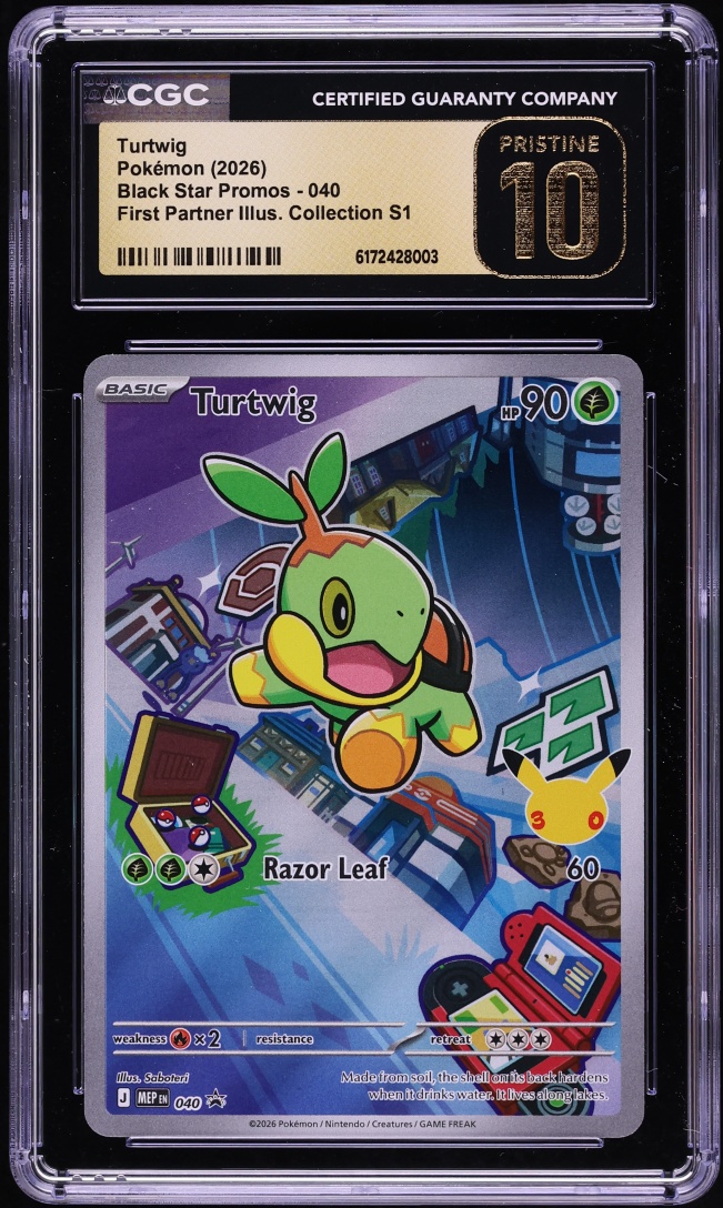 2026 Pokemon Mega Promo First Partner Illustration Full Art Turtwig #40 CGC 10 PRISTINE