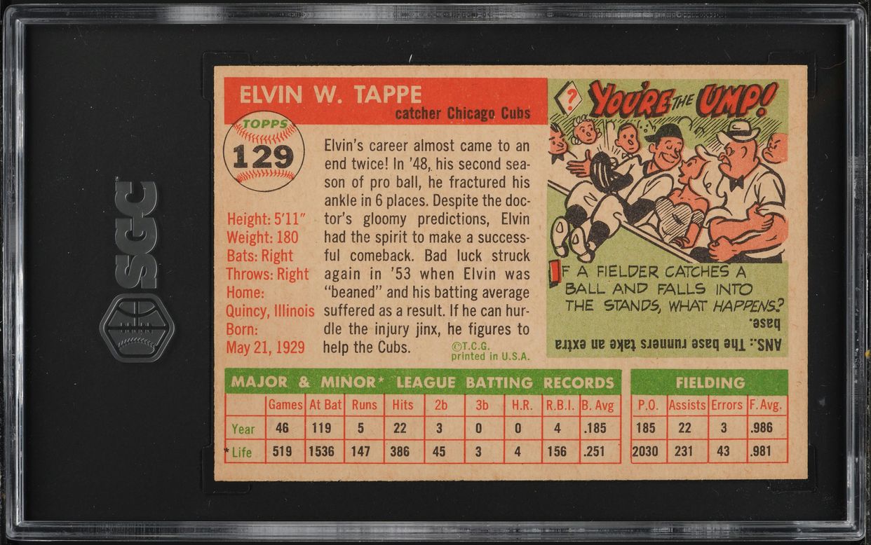 1955 Topps Elvin Tappe #129 SGC 8 NM-MT