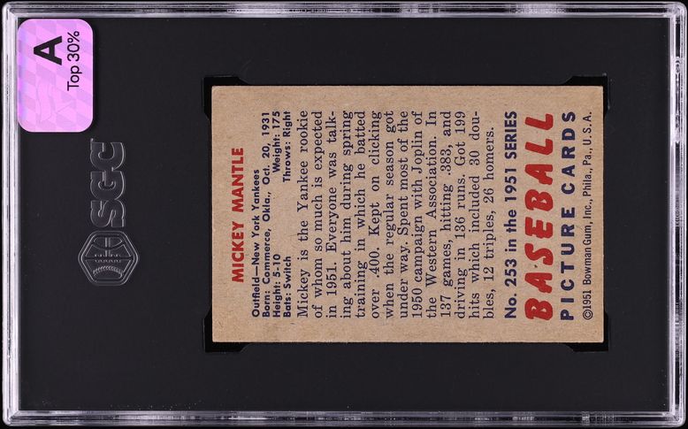 1951 Bowman Mickey Mantle ROOKIE #253 SGC 4.5 VGEX+