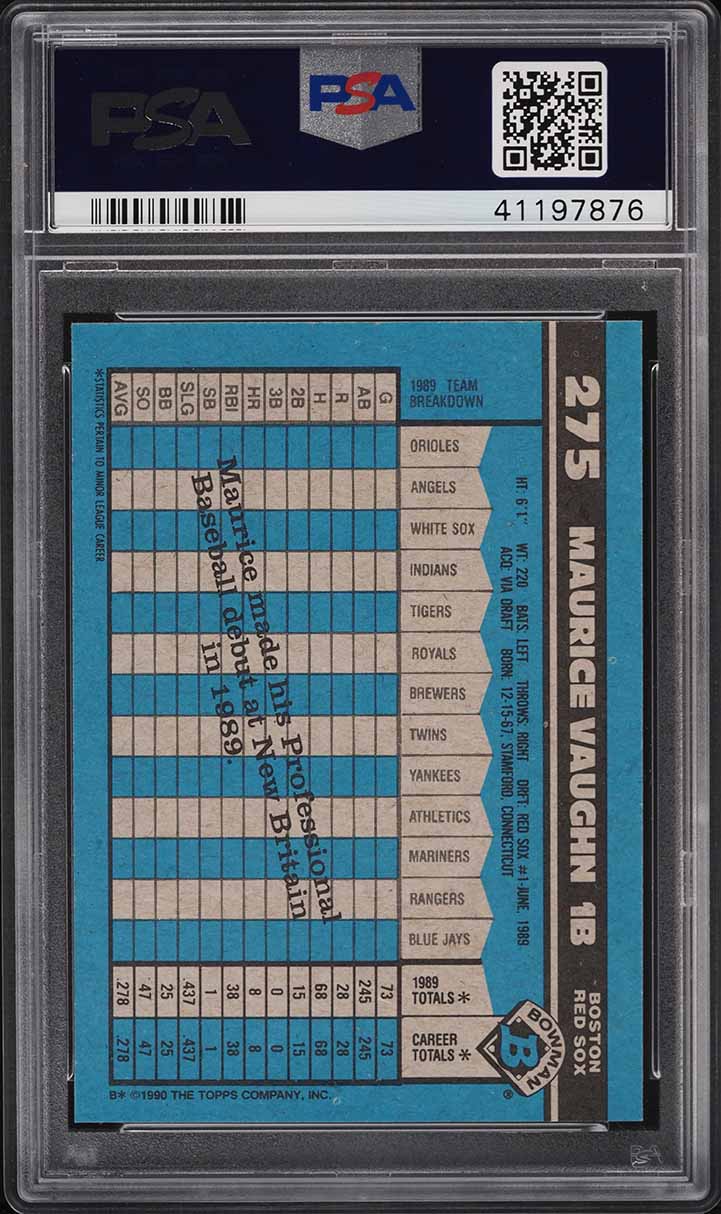 1990 Bowman Mo Vaughn ROOKIE #275 PSA 8 NM-MT