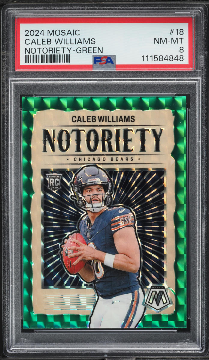 2024 Panini Mosaic Notoriety Green Caleb Williams ROOKIE  #18 PSA 8 NM-MT