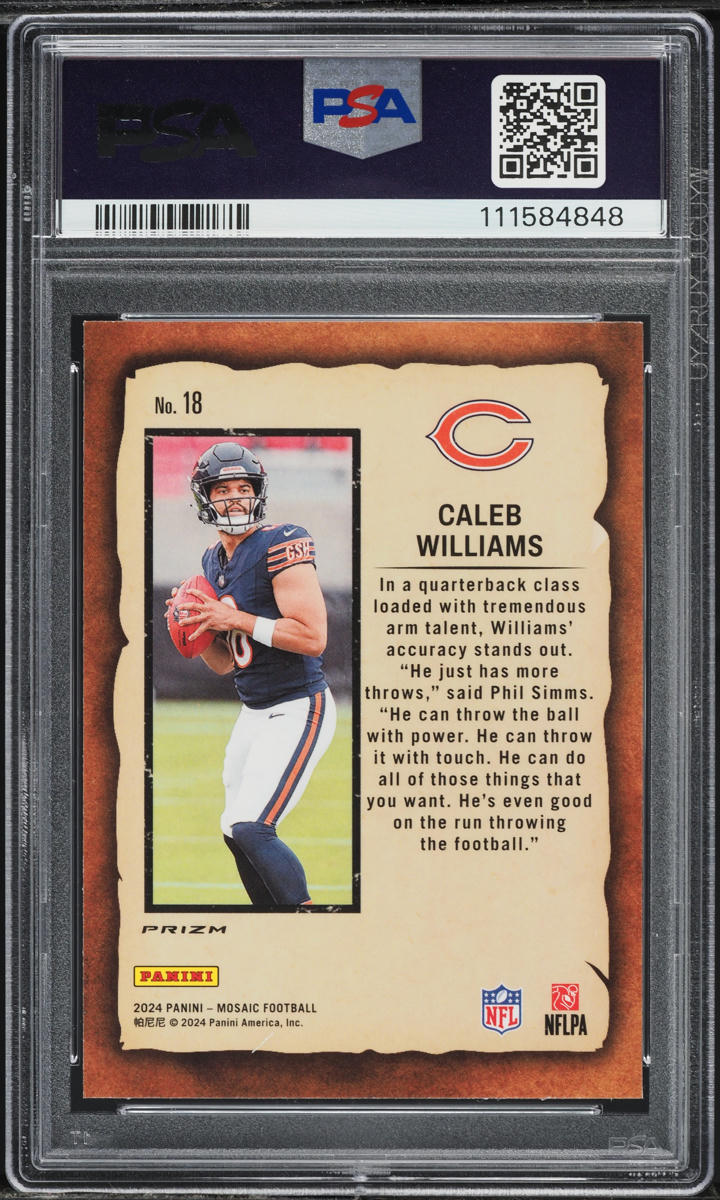 2024 Panini Mosaic Notoriety Green Caleb Williams ROOKIE  #18 PSA 8 NM-MT