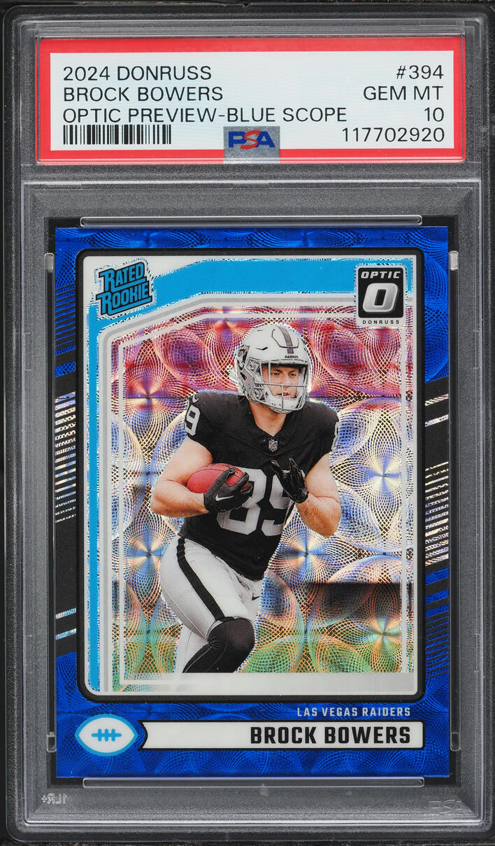 2024 Donruss Optic Preview Blue Scope Brock Bowers ROOKIE #394 PSA 10 GEM MINT