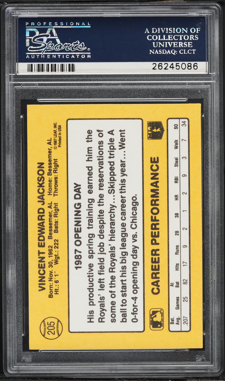 1987 Donruss Opening Day Bo Jackson ROOKIE #205 PSA 10 GEM MINT