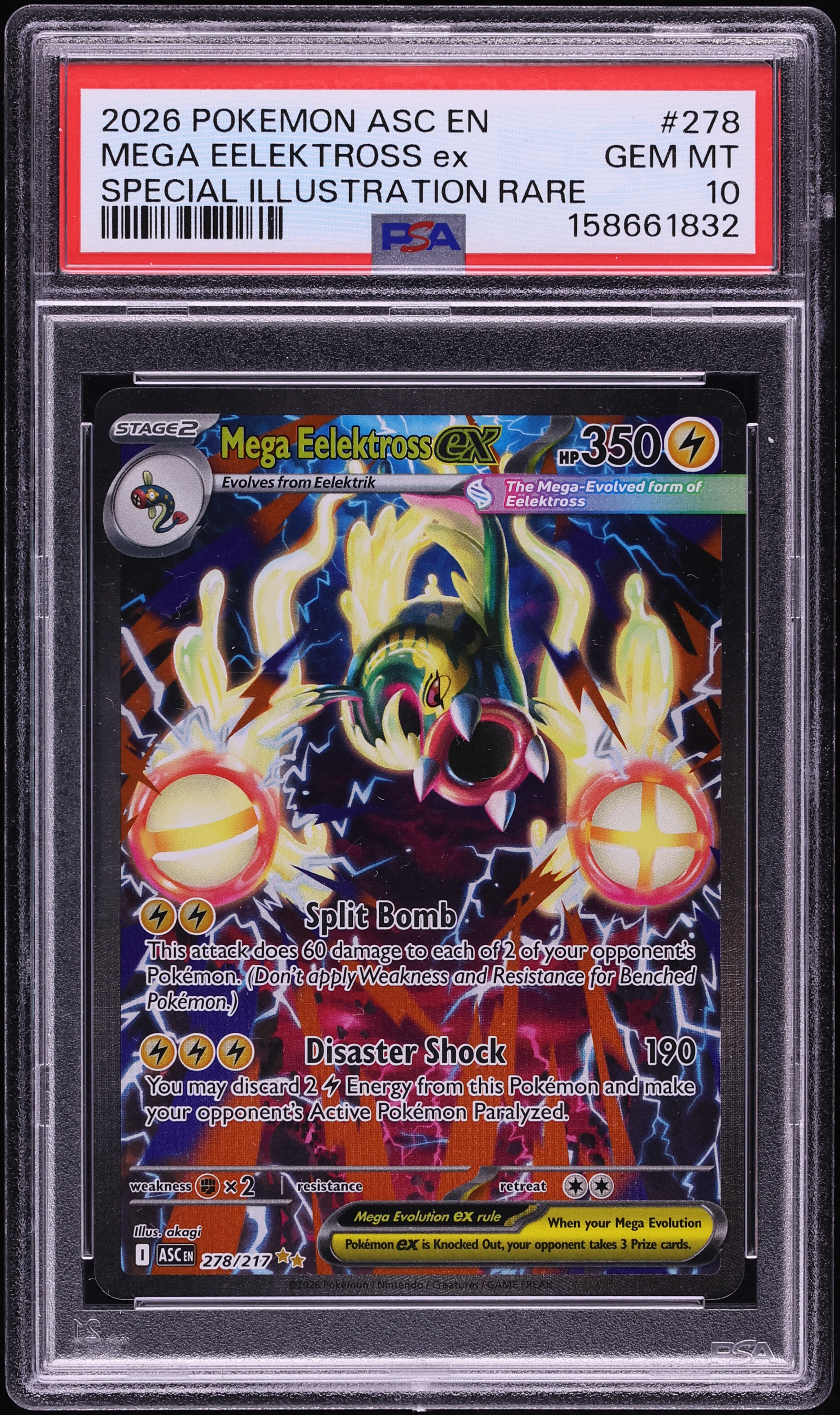2026 Pokemon Mega Evolution Ascended Heroes SIR Mega Eelektross ex #278 PSA 10 GEM MINT