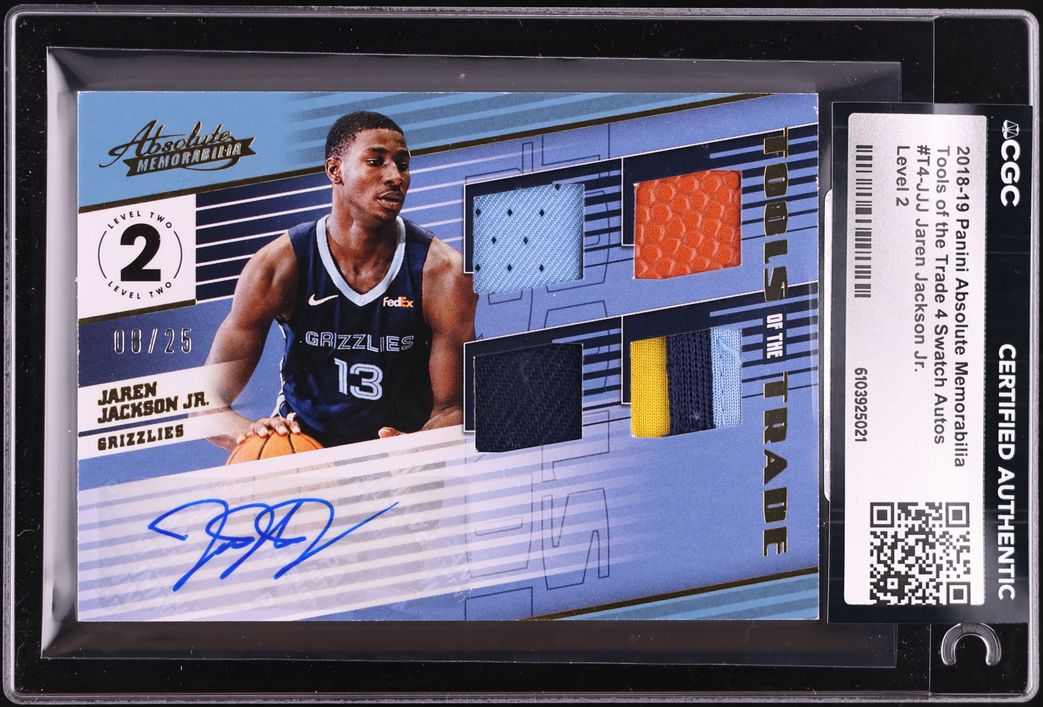 2018 Absolute Tools Of The Trade 4 Level 2 Jaren Jackson Jr. PATCH AUTO /25 #T4-JJJ CGC AUTH