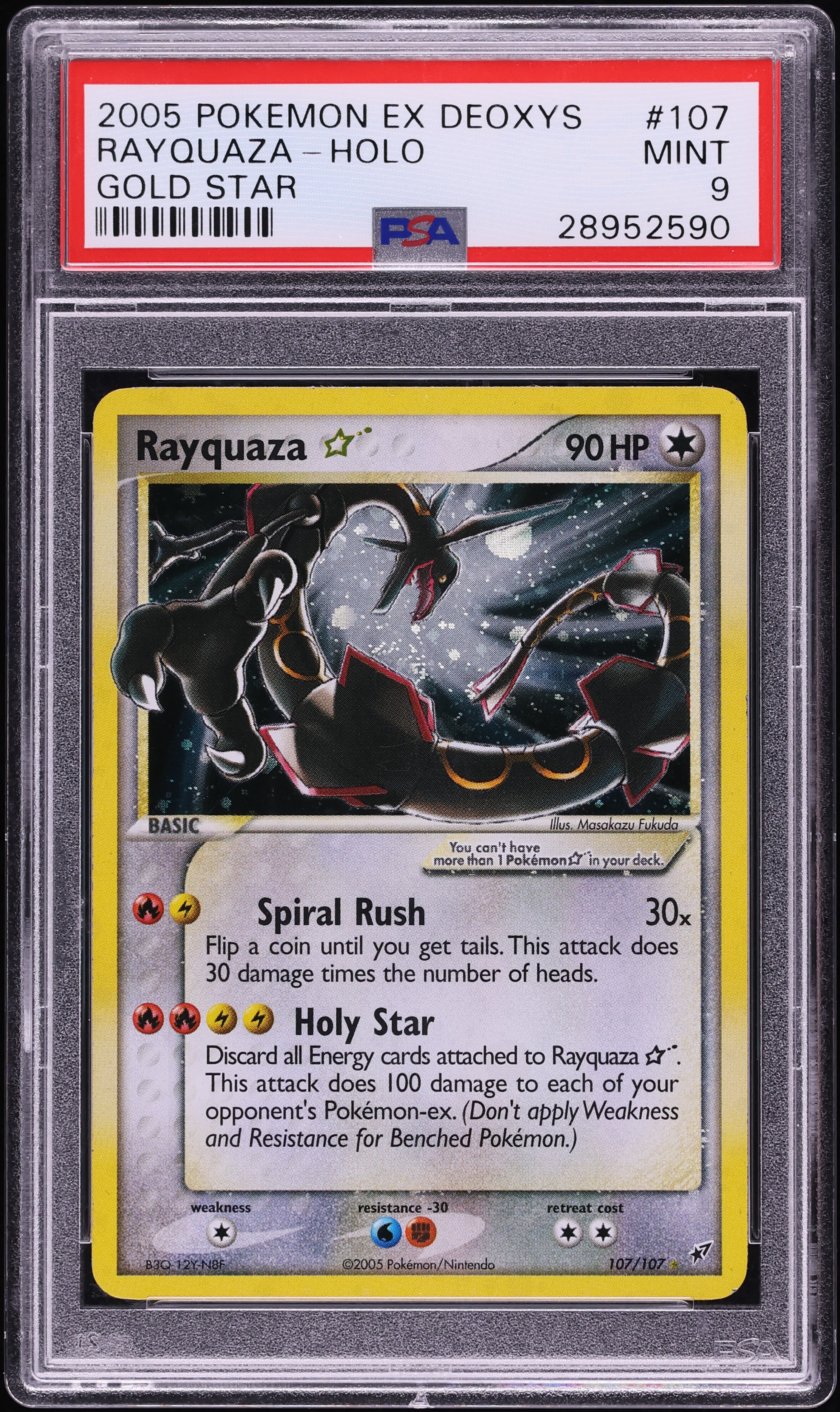 2005 Pokemon EX Deoxys Holo Rayquaza Gold Star #107 PSA 9 MINT