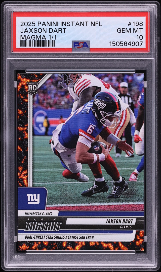 2025 Panini Instant Magma Jaxson Dart ROOKIE 1/1 #198 PSA 10 GEM MINT