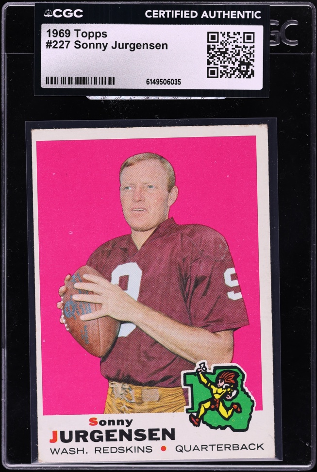 1969 Topps Football Sonny Jurgensen #227 CGC AUTH