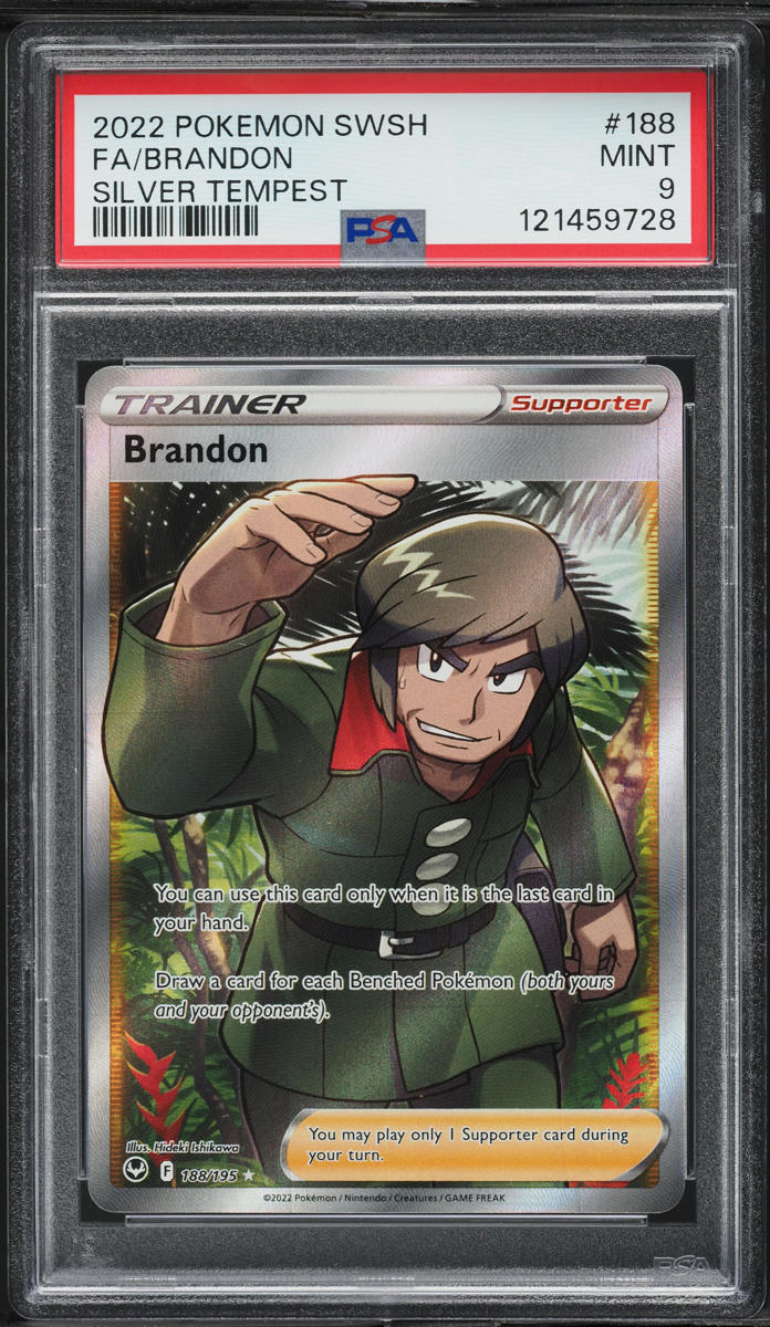 2022 Pokemon Sword & Shield Silver Tempest Full Art Brandon #188 PSA 9 MINT