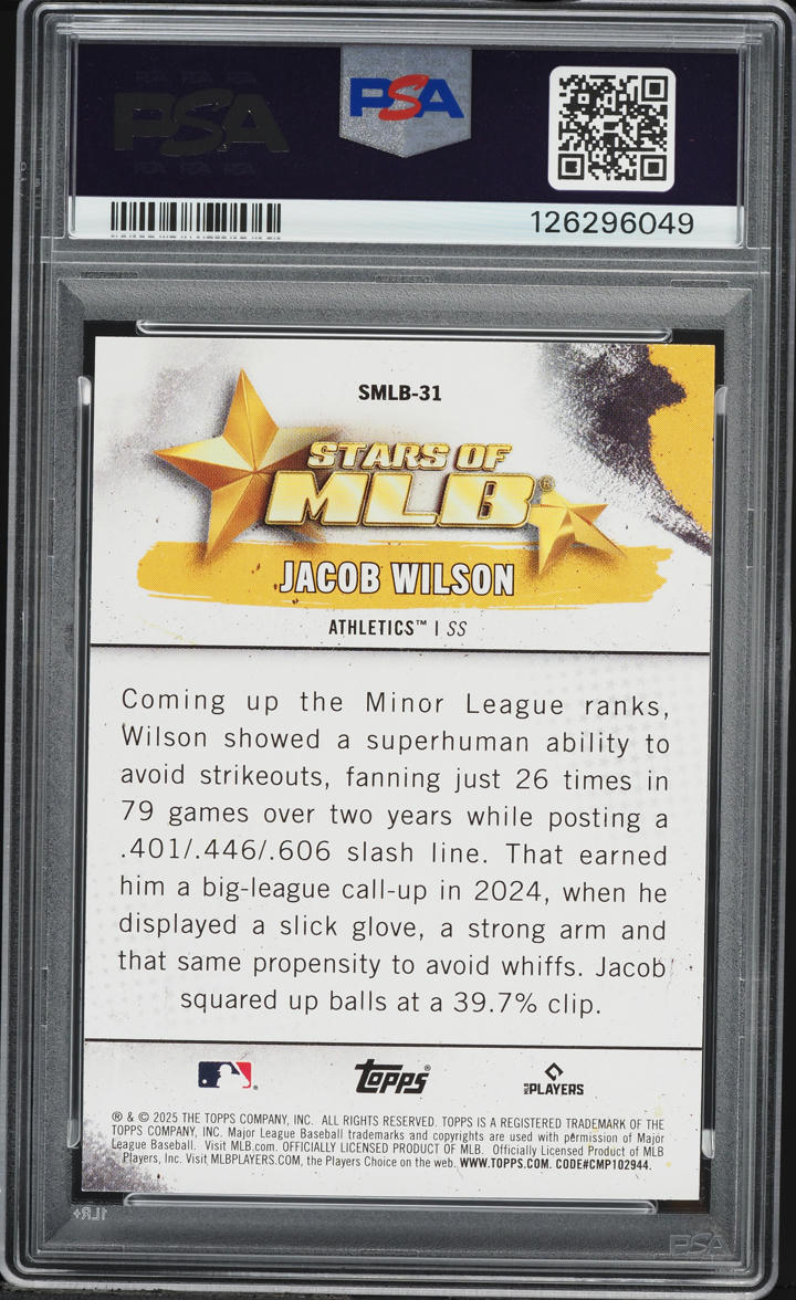 2025 Topps Stars Of MLB Series 2 Jacob Wilson ROOKIE #SMLB-31 PSA 10 GEM MINT