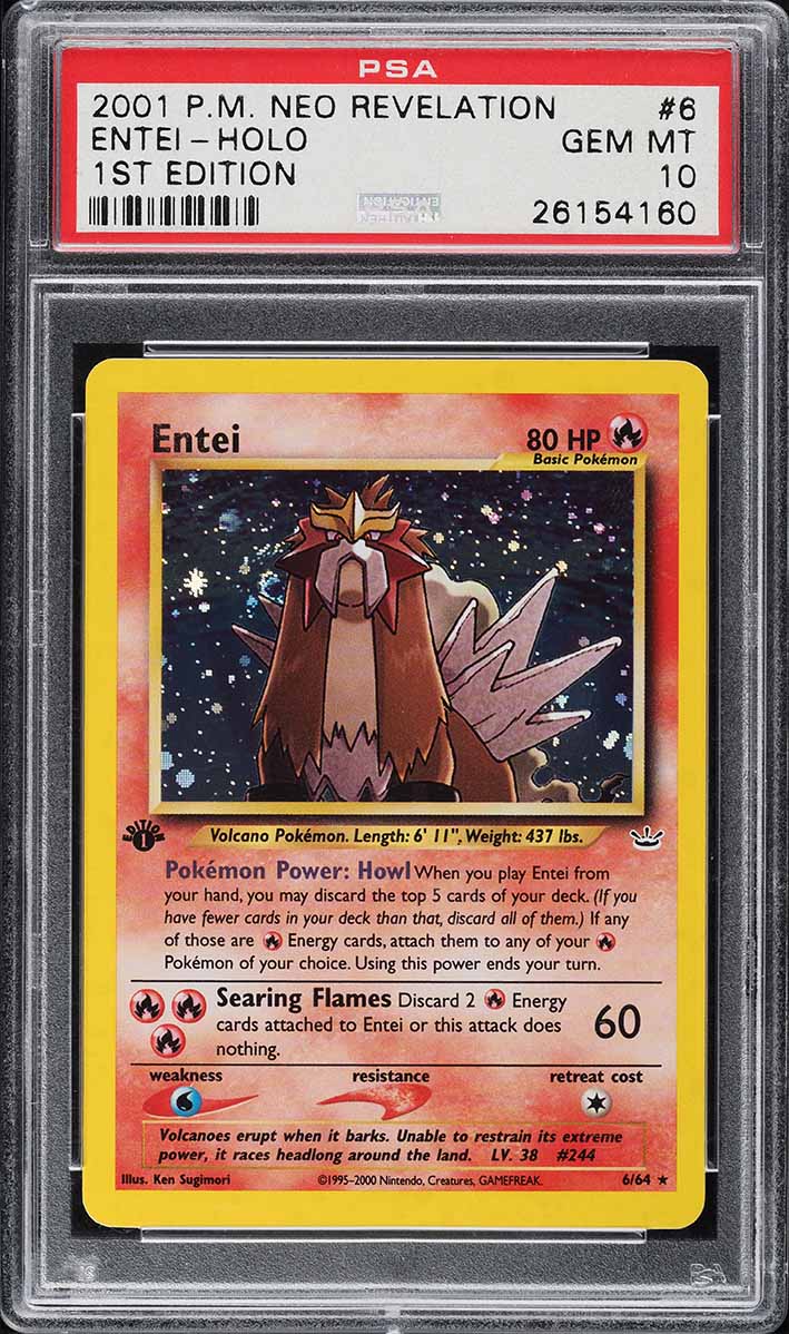 2001 Pokemon Neo Revelation 1st Edition Holo Entei #6 PSA 10 GEM MINT
