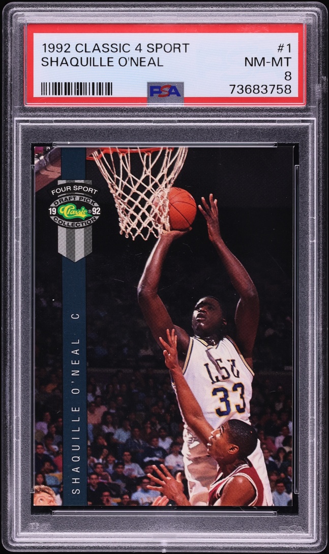 1992 Classic 4 Sport Basketball Shaquille O'Neal ROOKIE #1 PSA 8 NM-MT