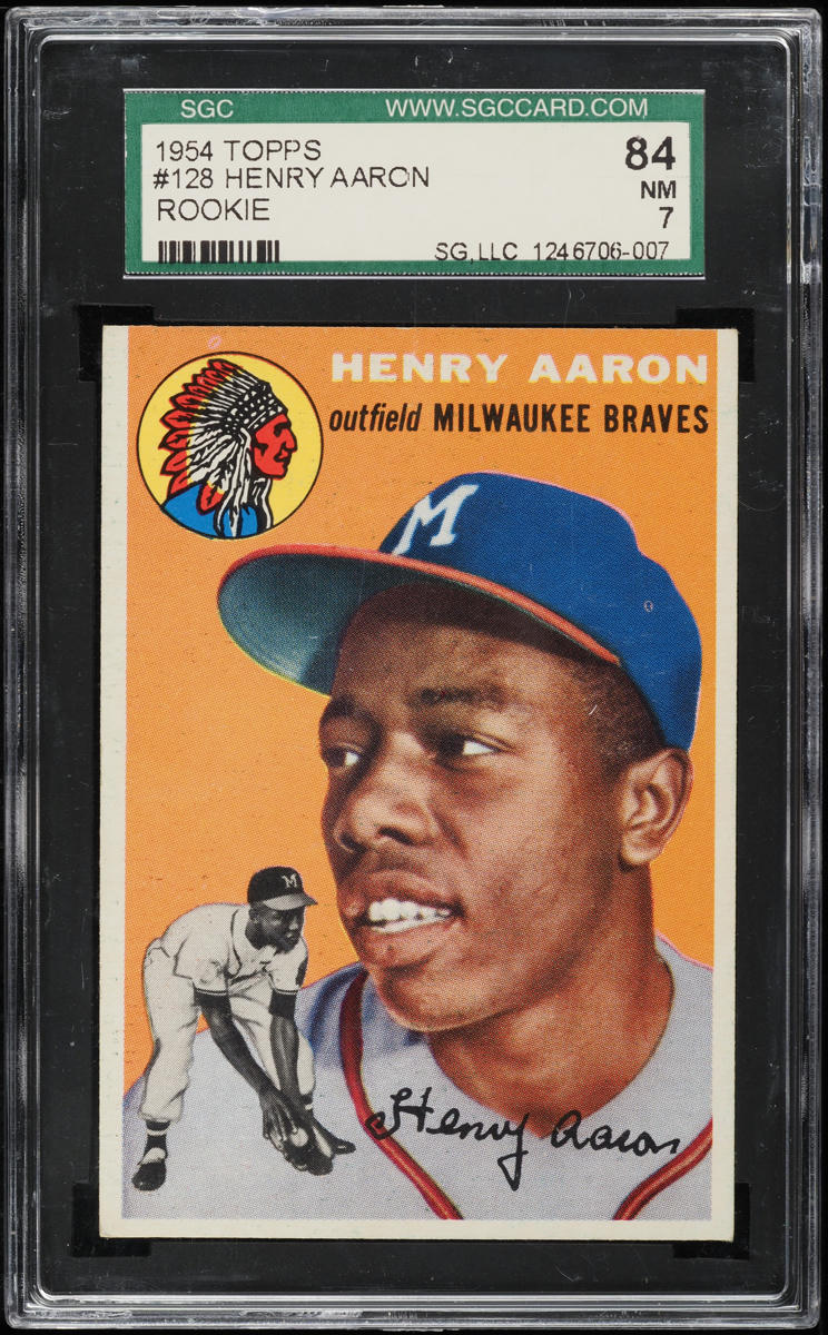 1954 Topps Hank Aaron ROOKIE #128 SGC 7 NRMT on Fanatics Collect