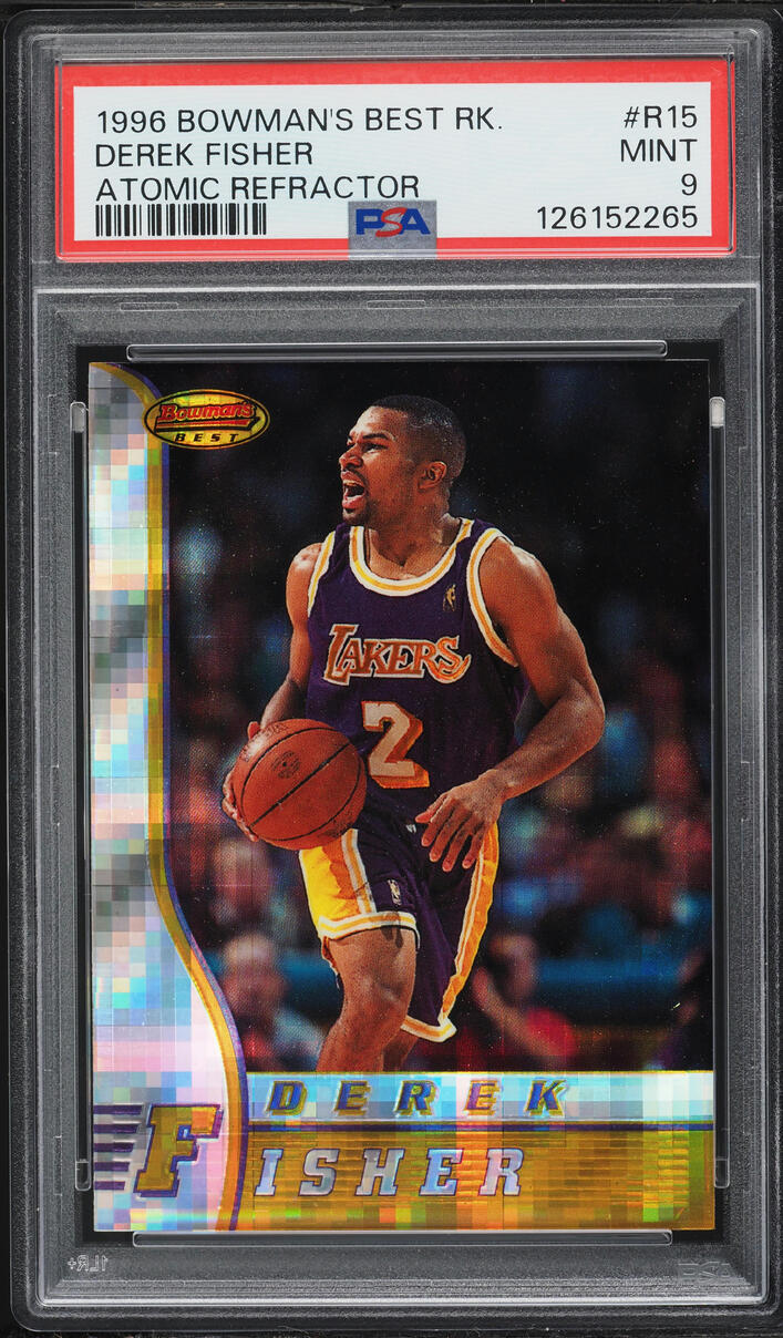 1996 Bowman's Best Atomic Refractor Derek Fisher ROOKIE #R15 PSA 9 MINT - Photo 1