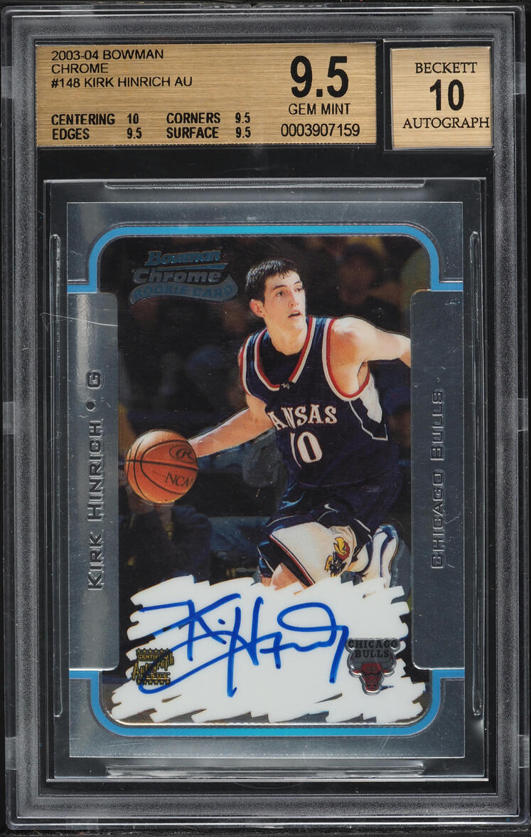 2003 Bowman Chrome Kirk Hinrich ROOKIE AUTO /250 #148 BGS 9.5 GEM MINT - Photo 1