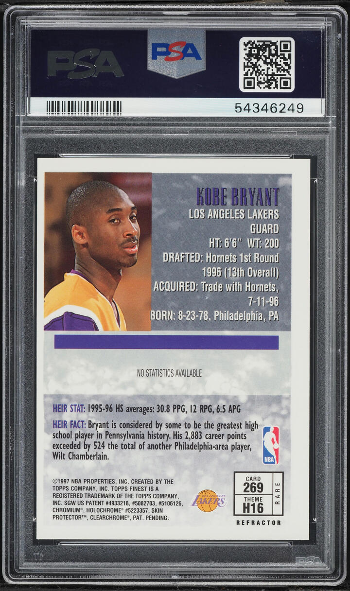 1996 Finest Gold Refractor w/ Coating Kobe Bryant ROOKIE #269 PSA 7 NRMT - Photo 2