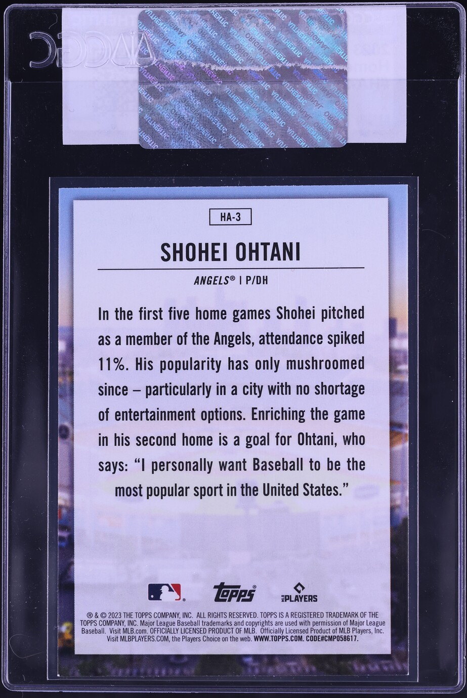2023 Topps Home Field Advantage Shohei Ohtani #HA-3 CGC AUTH