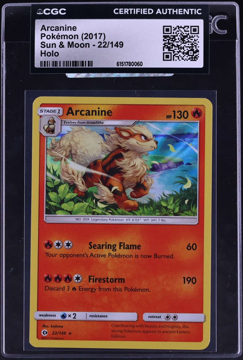 2017 Pokemon Sun & Moon Holo Arcanine #22 CGC AUTH