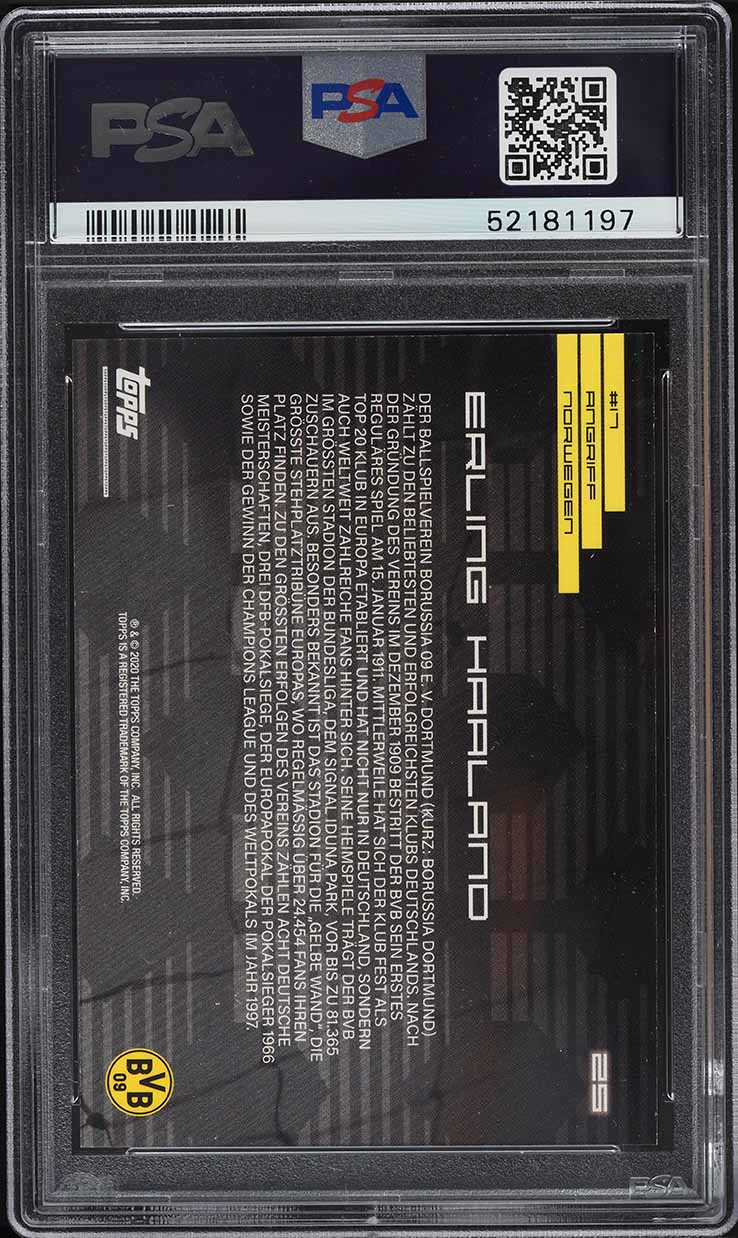 2020 Topps x BVB Borussia Dortmund Erling Haaland #25 PSA 10 GEM MINT