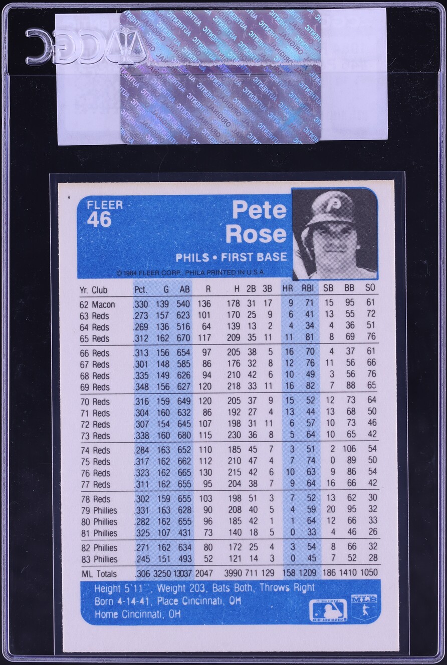 1984 Fleer Pete Rose #46 CGC AUTH