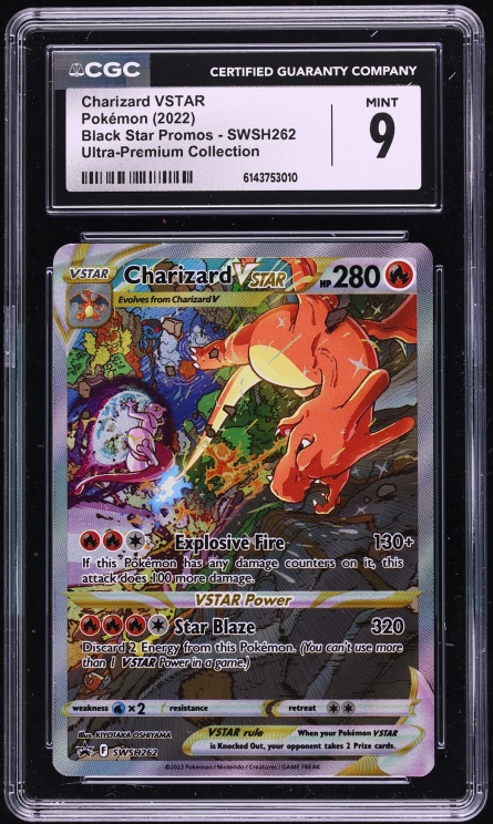 2022 Pokemon Sword & Shield Promo Ultra Premium Alt Art Charizard VSTAR #SWSH262 CGC 9 MINT