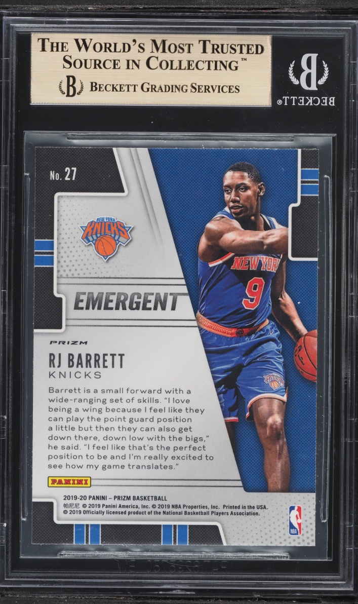 2019 Panini Prizm Emergent Silver RJ Barrett ROOKIE #27 BGS 9.5 GEM MINT