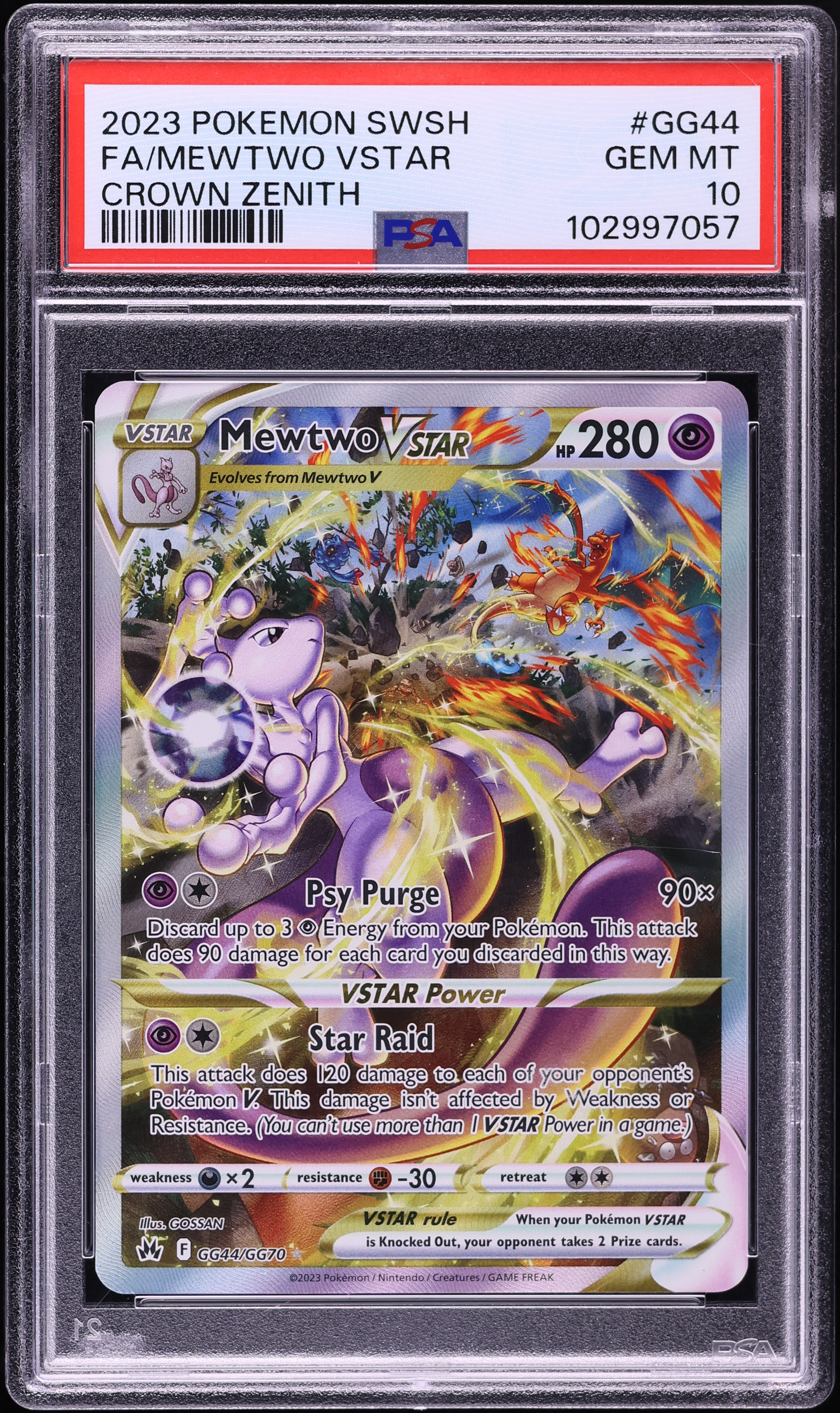 2023 Pokemon Sword & Shield Crown Zenith Galarian Gallery Alt Art Mewtwo VSTAR #GG44 PSA 10 GEM