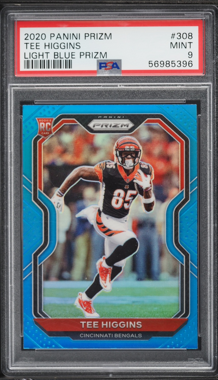 2020 Panini Prizm Light Blue Prizm Tee Higgins ROOKIE #308 PSA 9 MINT