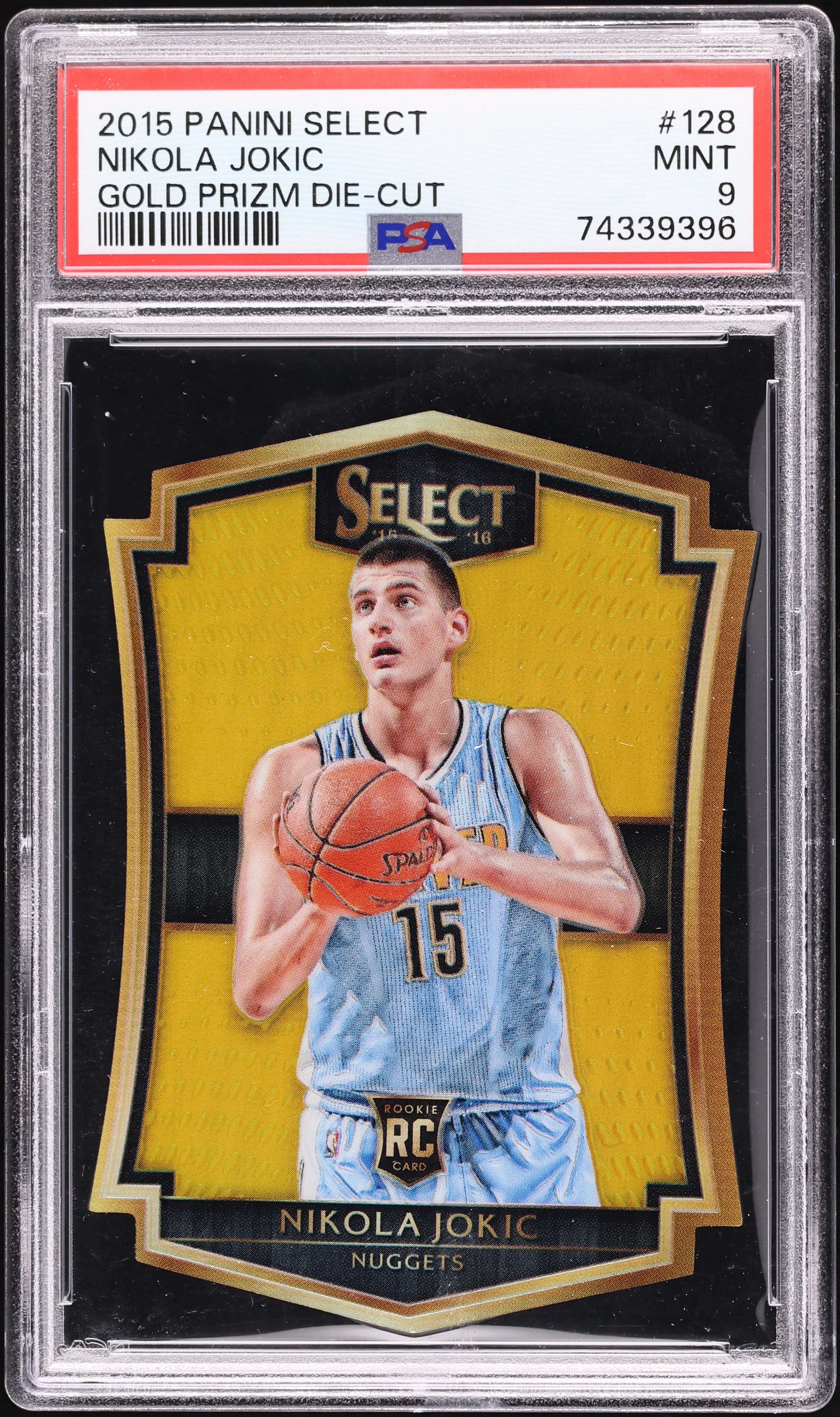 2015 Select Gold Prizm Die-Cut Nikola Jokic ROOKIE 10/10 #128 PSA