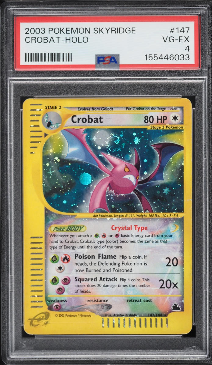 2003 Pokemon Skyridge Holo Crystal Crobat #147 PSA 4 VGEX